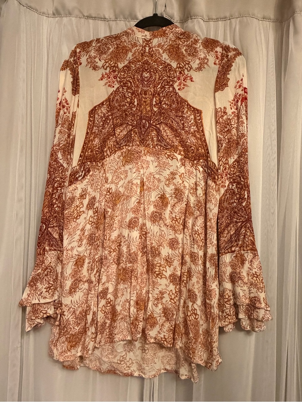 Free People Cream Tunic with Rust and Mustard Paisley Print